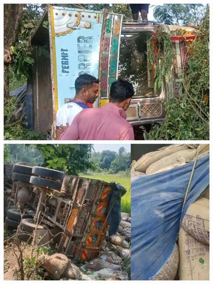कोंडागांव&nbsp;:&nbsp;चावल से भरा ट्रक खेत में पलटा, दबकर चालक की मौत