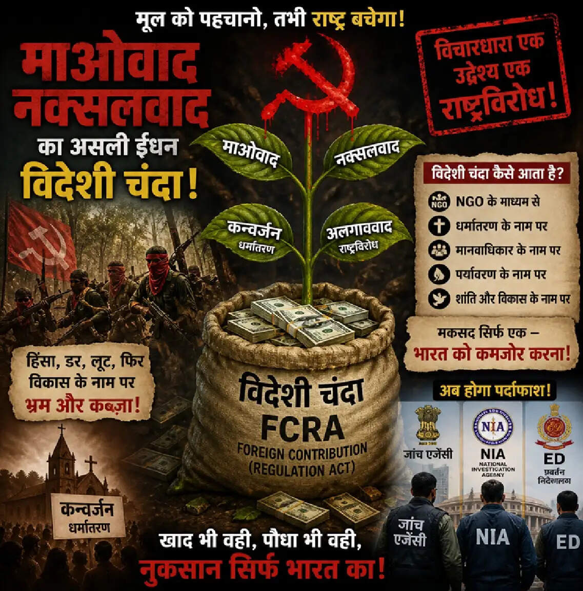 सामने आया सच-माओवाद और कन्वर्जन के लिए खाद का काम करता है विदेशी चंदा