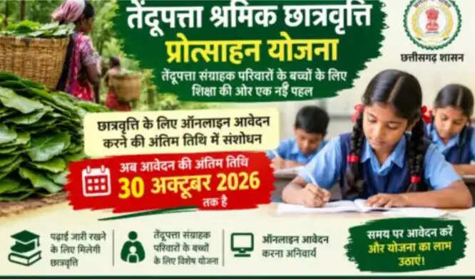 तेंदूपत्ता श्रमिक छात्रवृत्ति के लिए 30 अक्टूबर तक ऑनलाइन आवेदन आमंत्रित