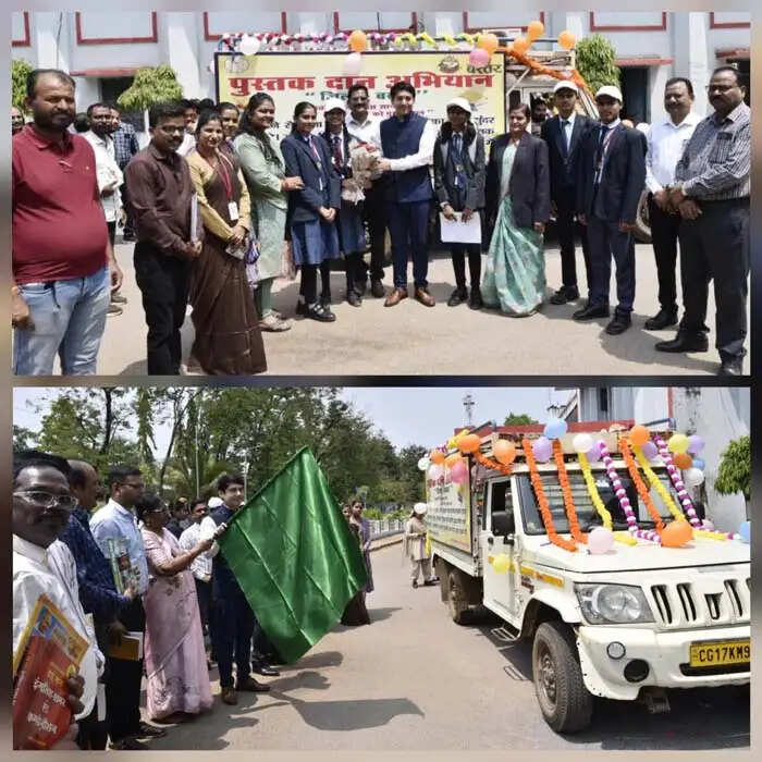 कलेक्टर ने पुस्तक दान अभियान रथ को दिखाई हरी झंडी