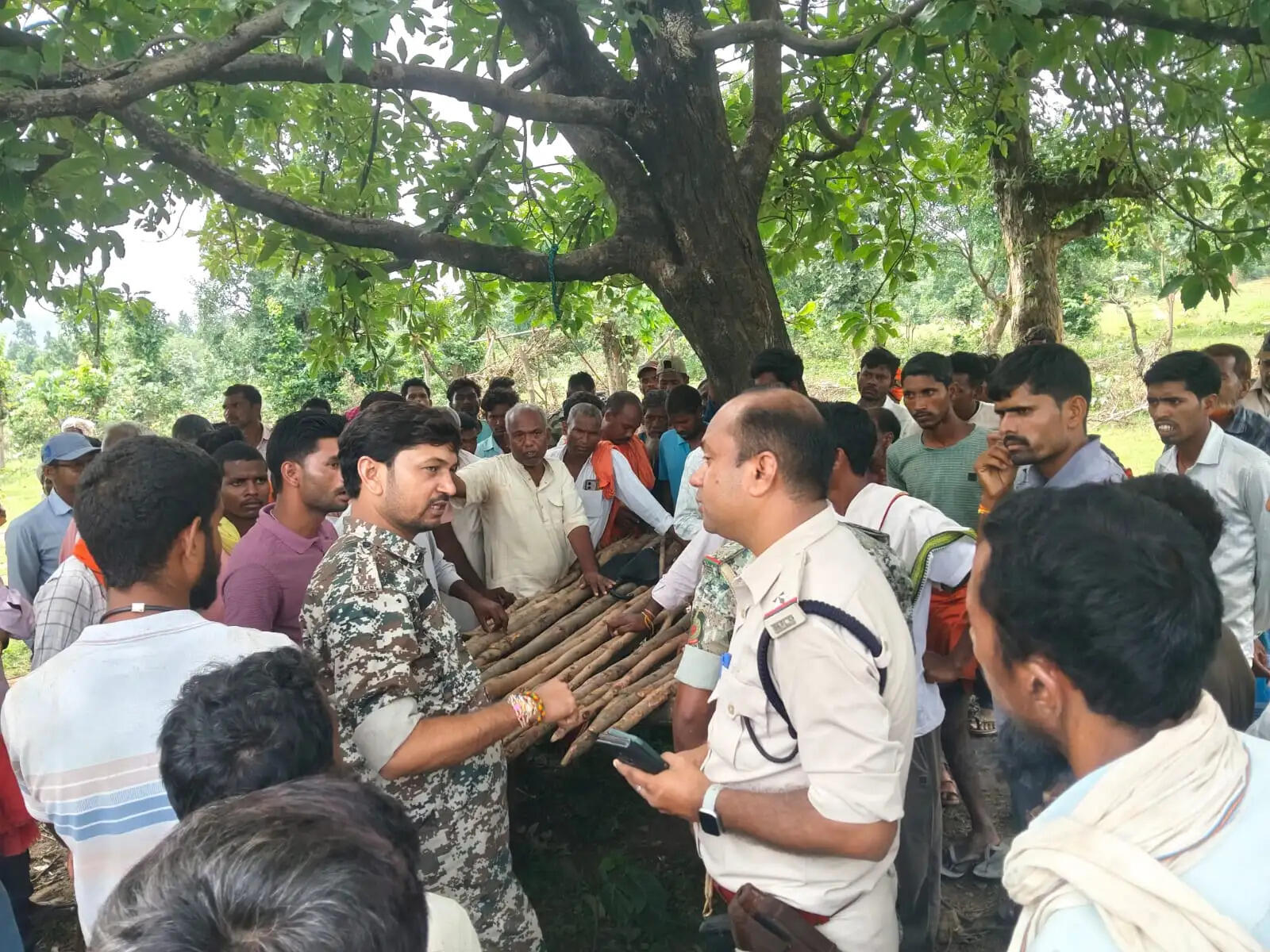 100 एकड़ वनभूमि में पेड़ों की कटाई के बाद वन विभाग का एक्शन, पुलिस बल के साथ पहुंची टीम