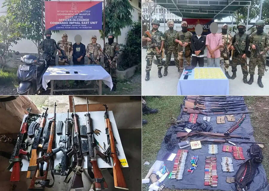 मणिपुर में उग्रवादी गिरफ्तार, संयुक्त अभियान में भारी मात्रा में हथियार बरामद