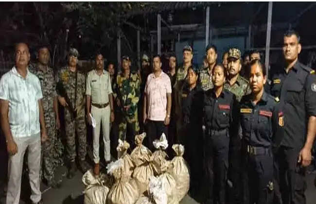 पुलिस और बीएसएफ का संयुक्त छापेमारी में 455 किलो से ज्यादा सल्फर बरामद