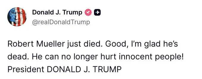 एफबीआई के पूर्व निदेशक रॉबर्ट मुलर का निधन, ट्रंप ने कसा तंज