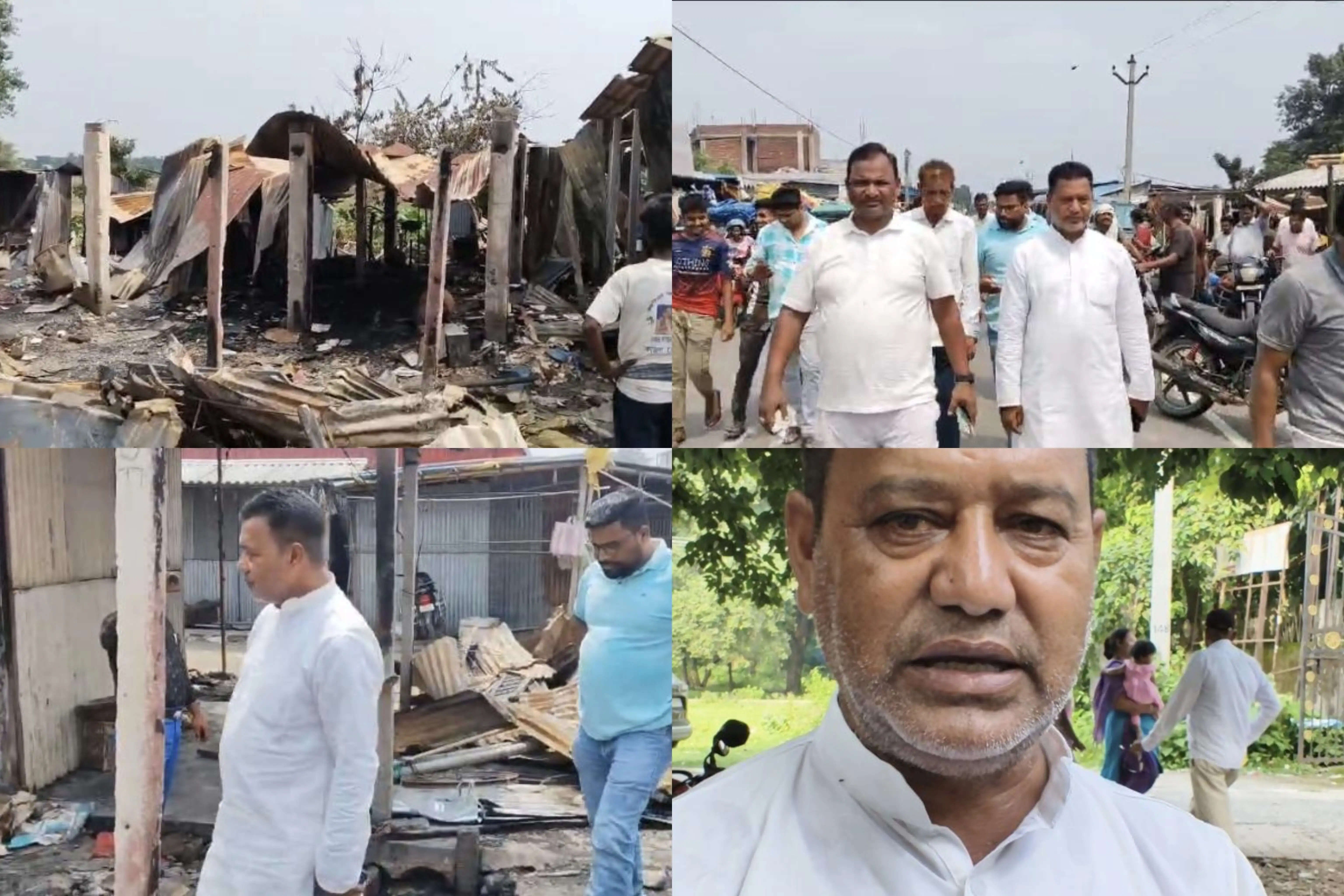 गलगलिया अंतरराष्ट्रीय बाजार में भीषण अग्निकांड, कई दुकानें जलकर खाक