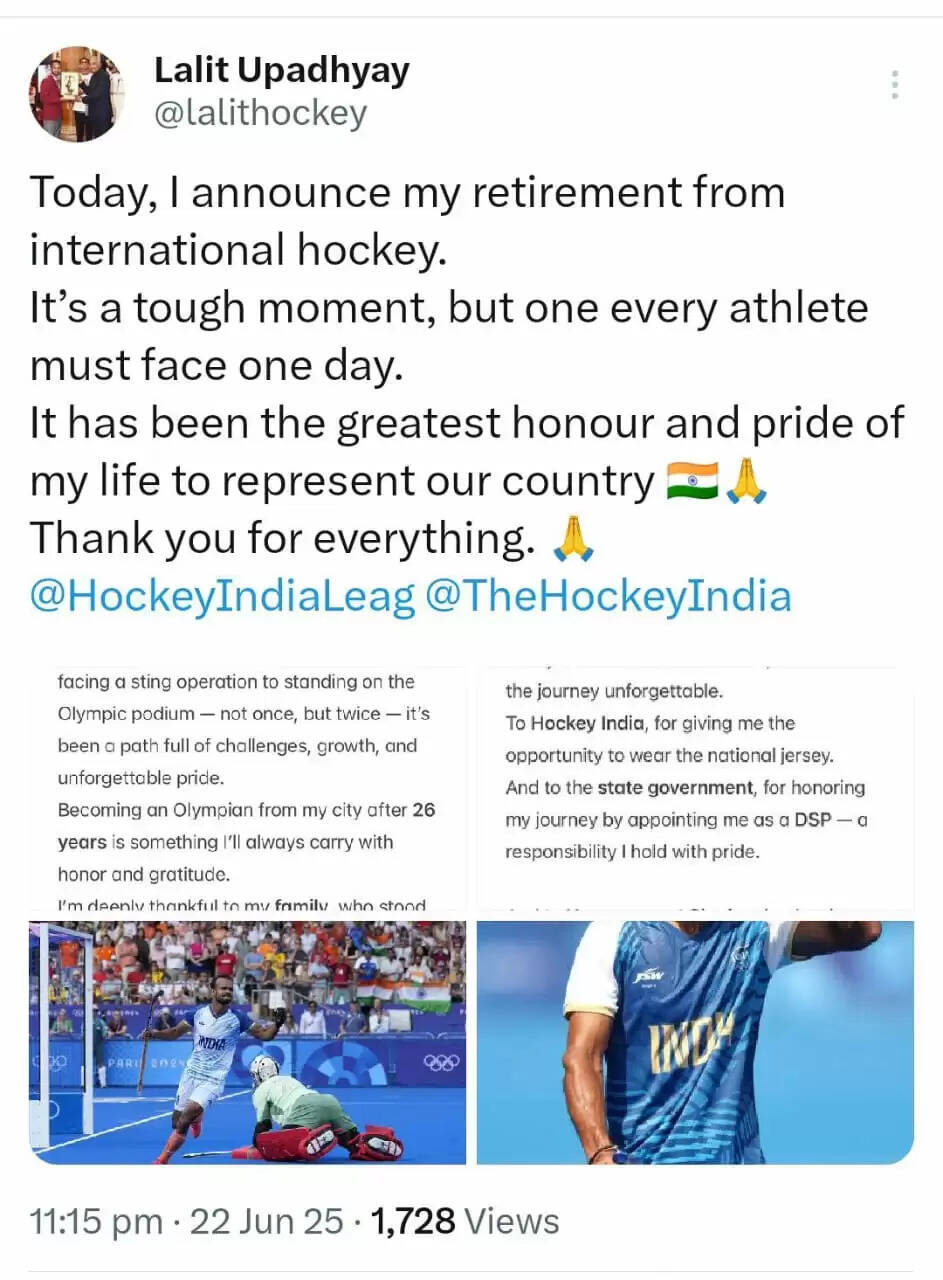 ओलंपियन ललित उपाध्याय ने अन्तर राष्ट्रीय हॉकी से लिया सन्यास,घरेलू मैच खेलेंगे