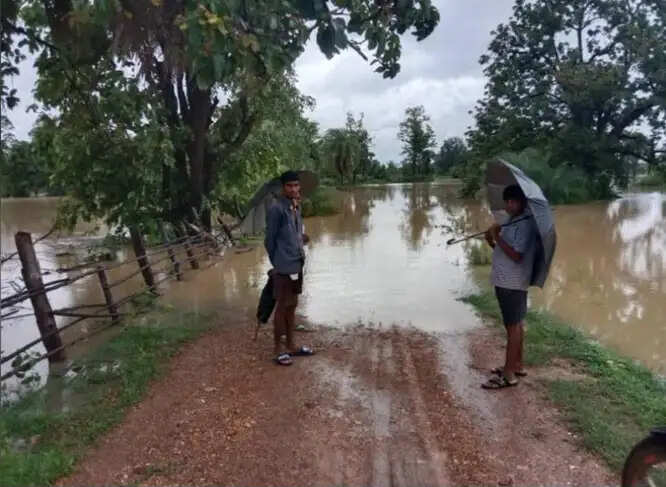 चंदनगिरी गांव के 15 बाढ़ प्रभाविताें को प्राथमिक शाला भवन में पहुंचाया गया