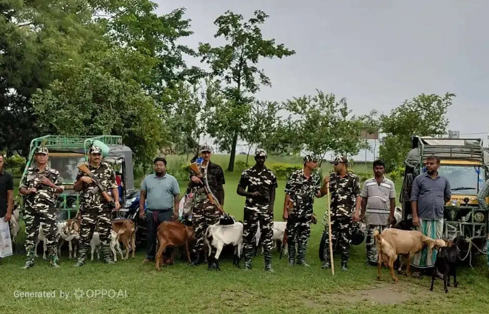 भारत-नेपाल सीमा पर 70 बकरियां जब्त, एक नेपाली समेत सात तस्कर गिरफ्तार