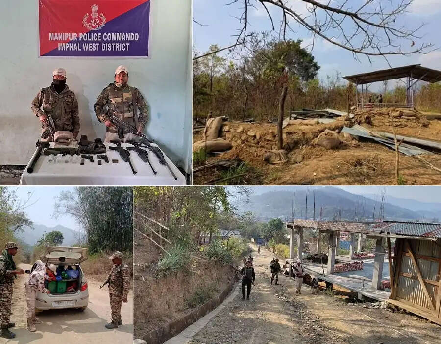 मणिपुरः भारी मात्रा में हथियार बरामद, तीन बंकर ध्वस्त