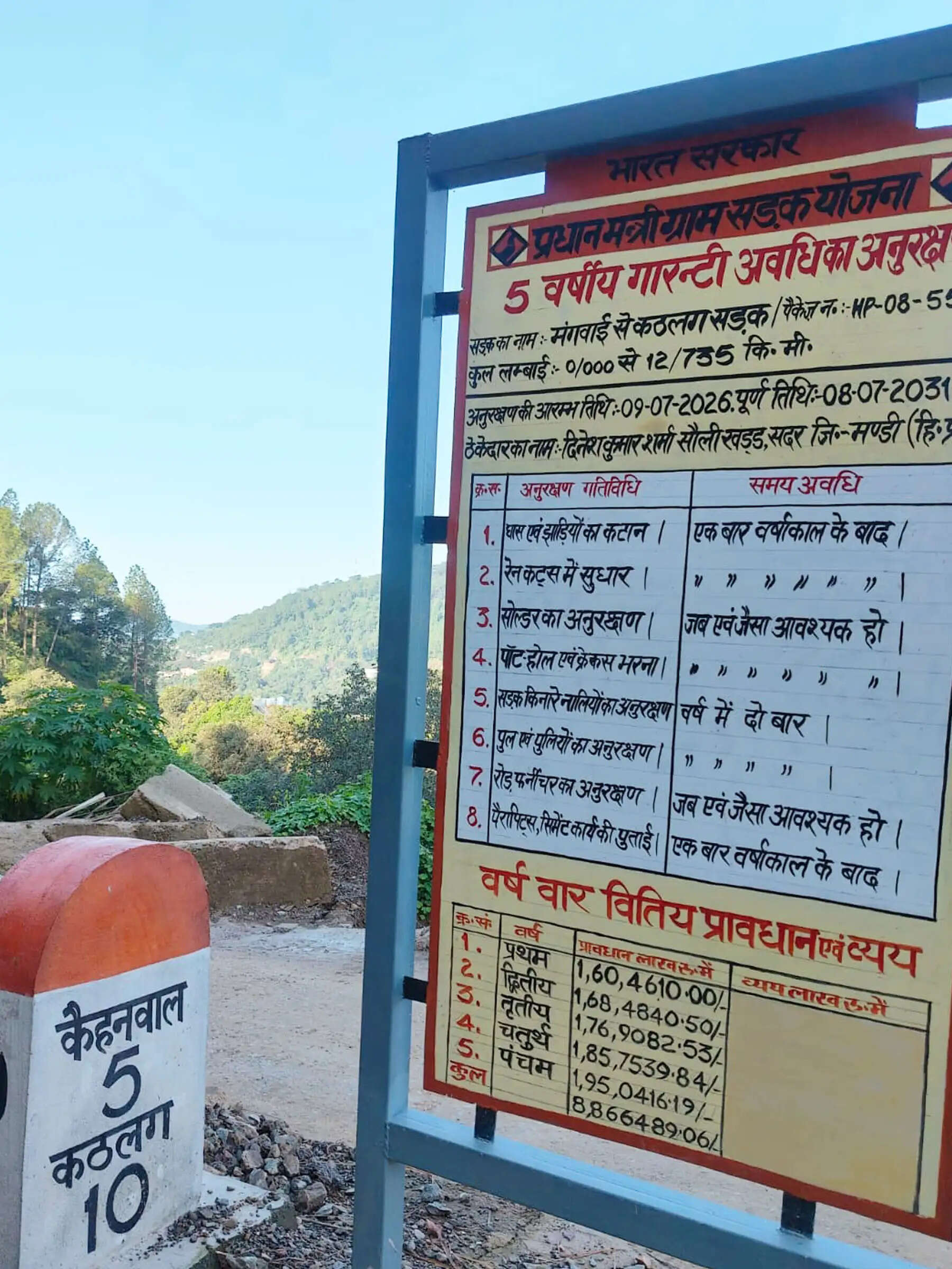 लोनिवि ने गलत जगह लगाया सूचना पट्ट हटाकर लगाया सही जगह