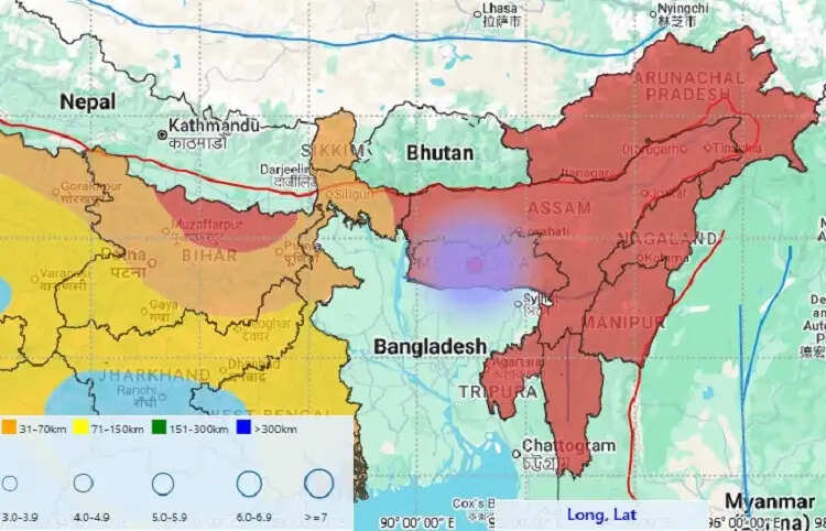 मेघालय में 3.1 एवं असम में 2.7 तीव्रता का भूकंप