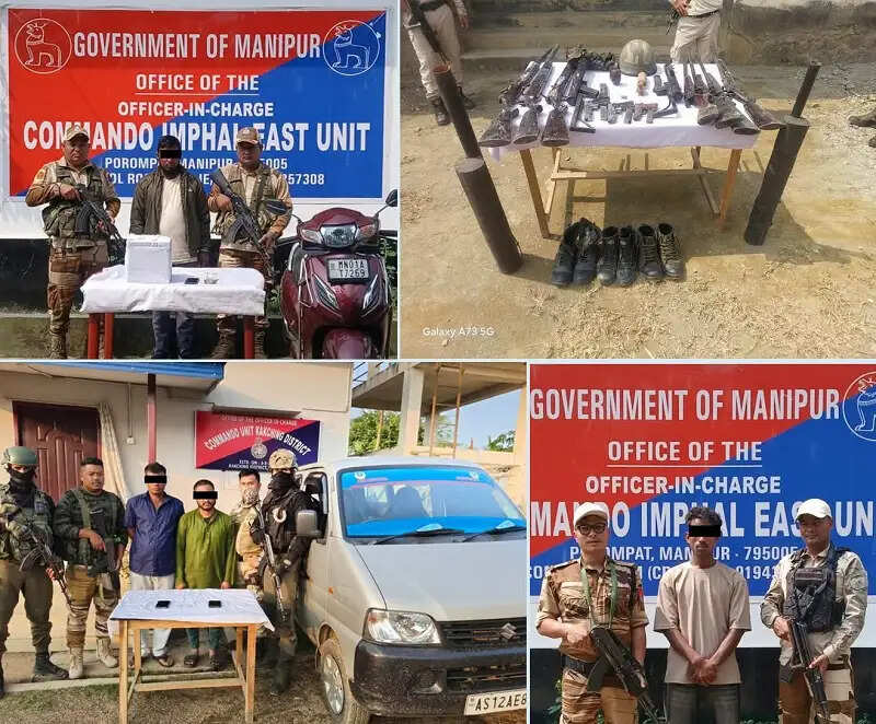 मणिपुर में कई उग्रवादी गिरफ्तार, हथियार एवं गोला-बारूद बरामद