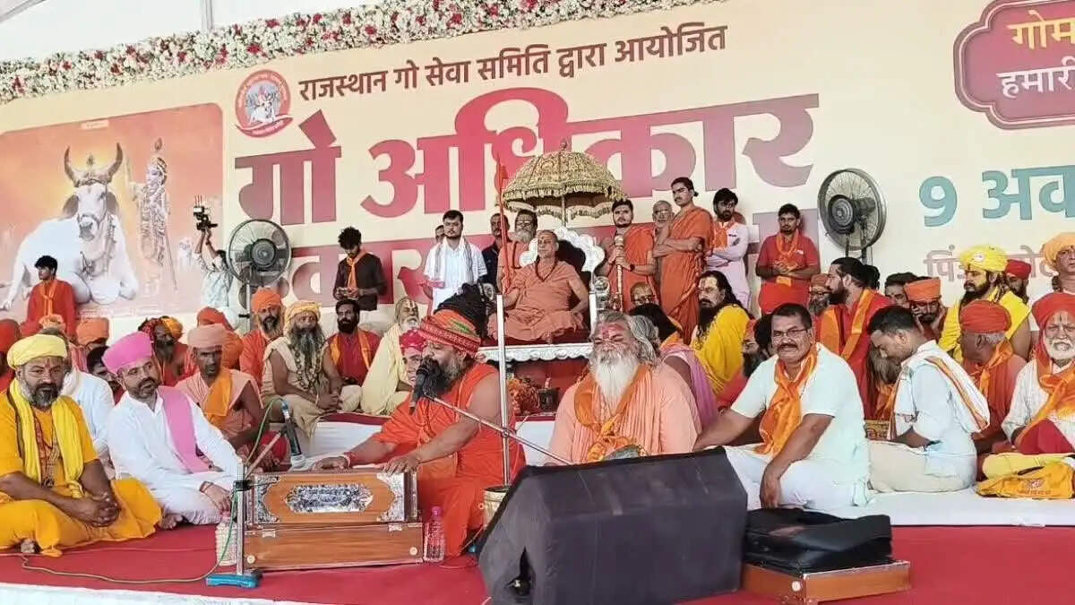 गाे अधिकार हुंकार रैली में 50 हजार गाे सेवकों ने भरी हुंकार