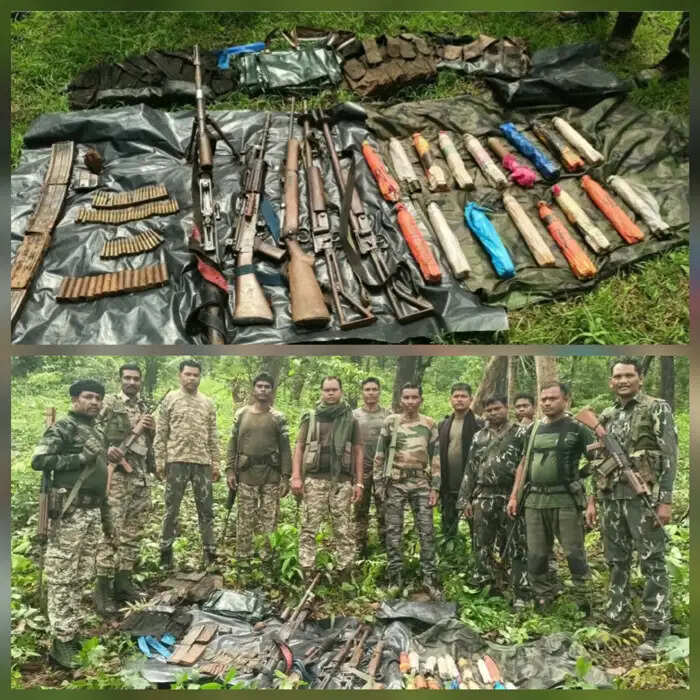 छत्तीसगढ़ के बीजापुर में नक्सली डंप से बड़ी मात्रा में हथियार, गोला-बारूद सहित अन्य सामग्री बरामद