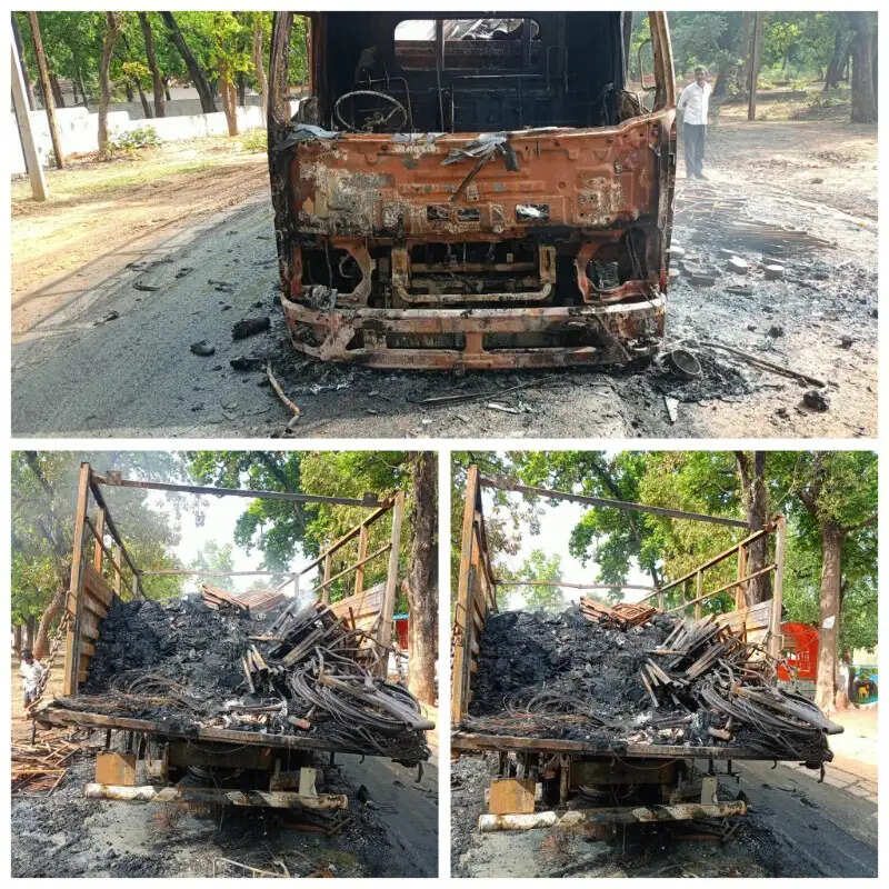 उमरिया : परचून से भरे ट्रक में लगी भीषण आग, लाखों रुपये का सामान जलकर खाक
