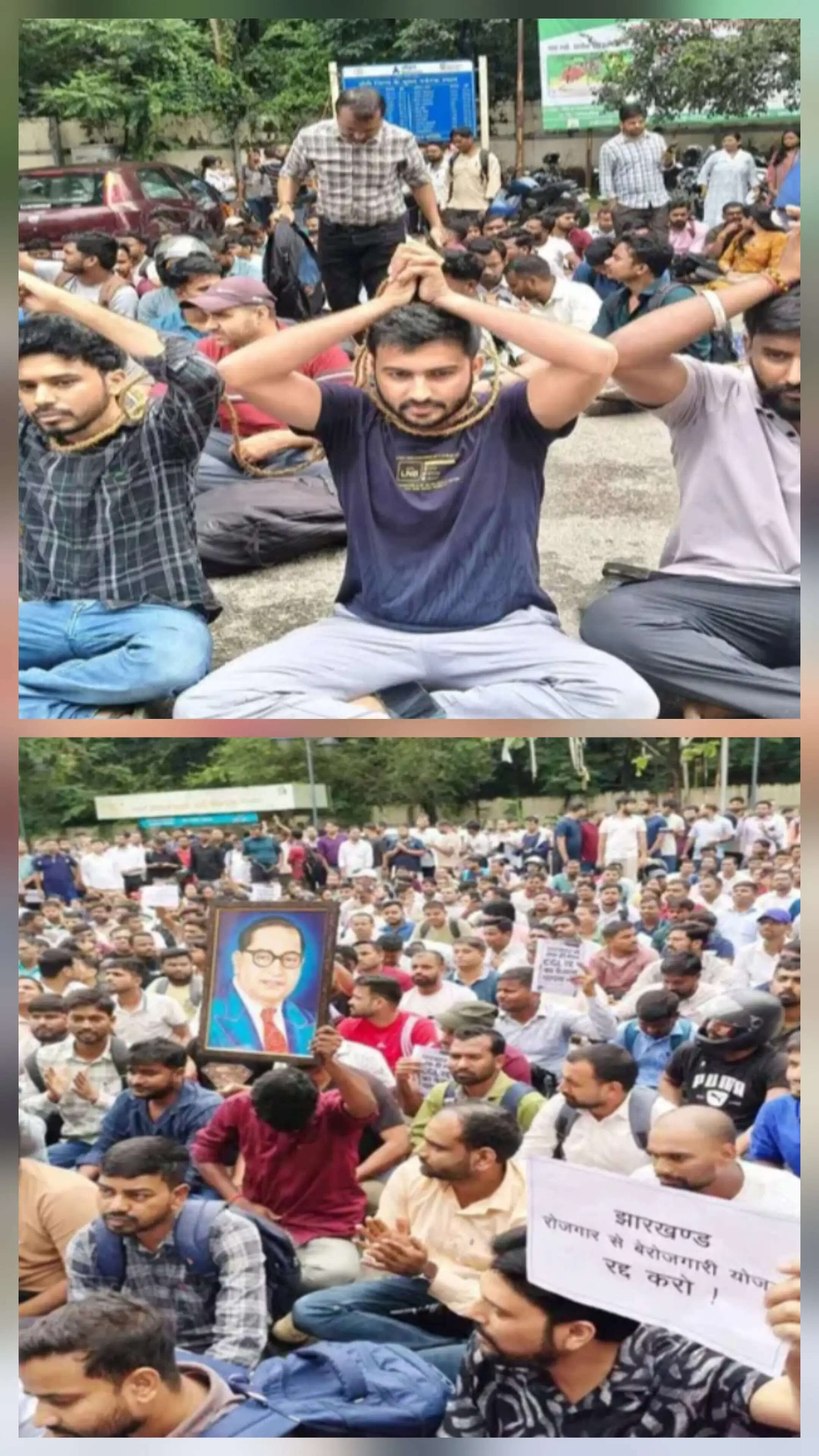 जेएसएससी-सीजीएल चयनित अभ्यर्थियों का आंदोलन तीसरे दिन भी जारी, प्रोजेक्ट भवन के बाहर धरना