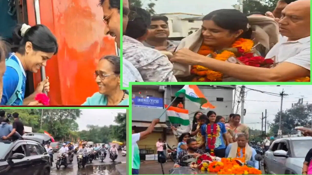 कॉमनवेल्थ गेम्स में सिल्वर मेडल जीतने के बाद गृह नगर पहुंची सागर की बेटी यामिनी मौर्य, हुआ भव्य स्वागत