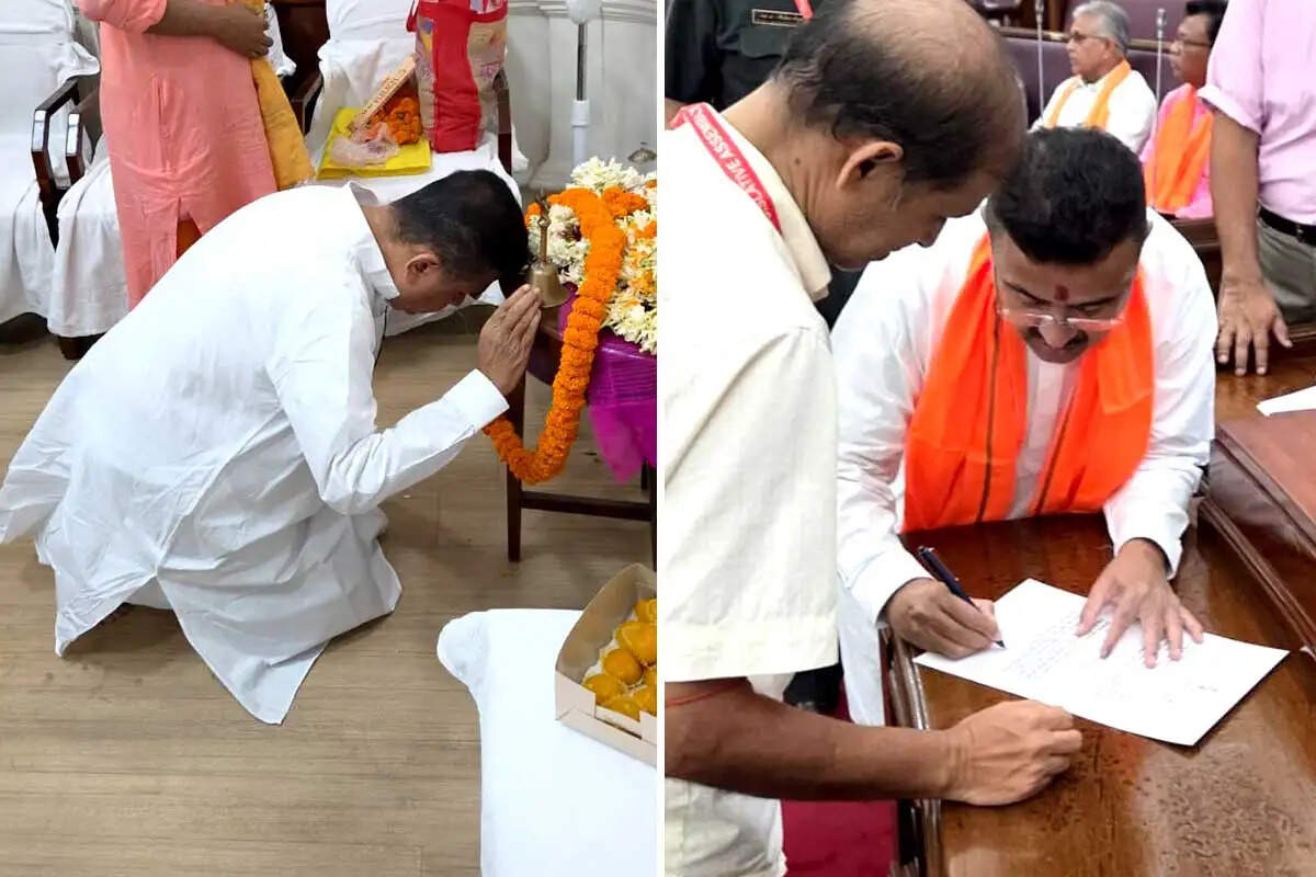 विधानसभा की सीढ़ियों पर नतमस्तक हुए मुख्यमंत्री शुभेंदु अधिकारी, लोकतंत्र के मंदिर को किया नमन
