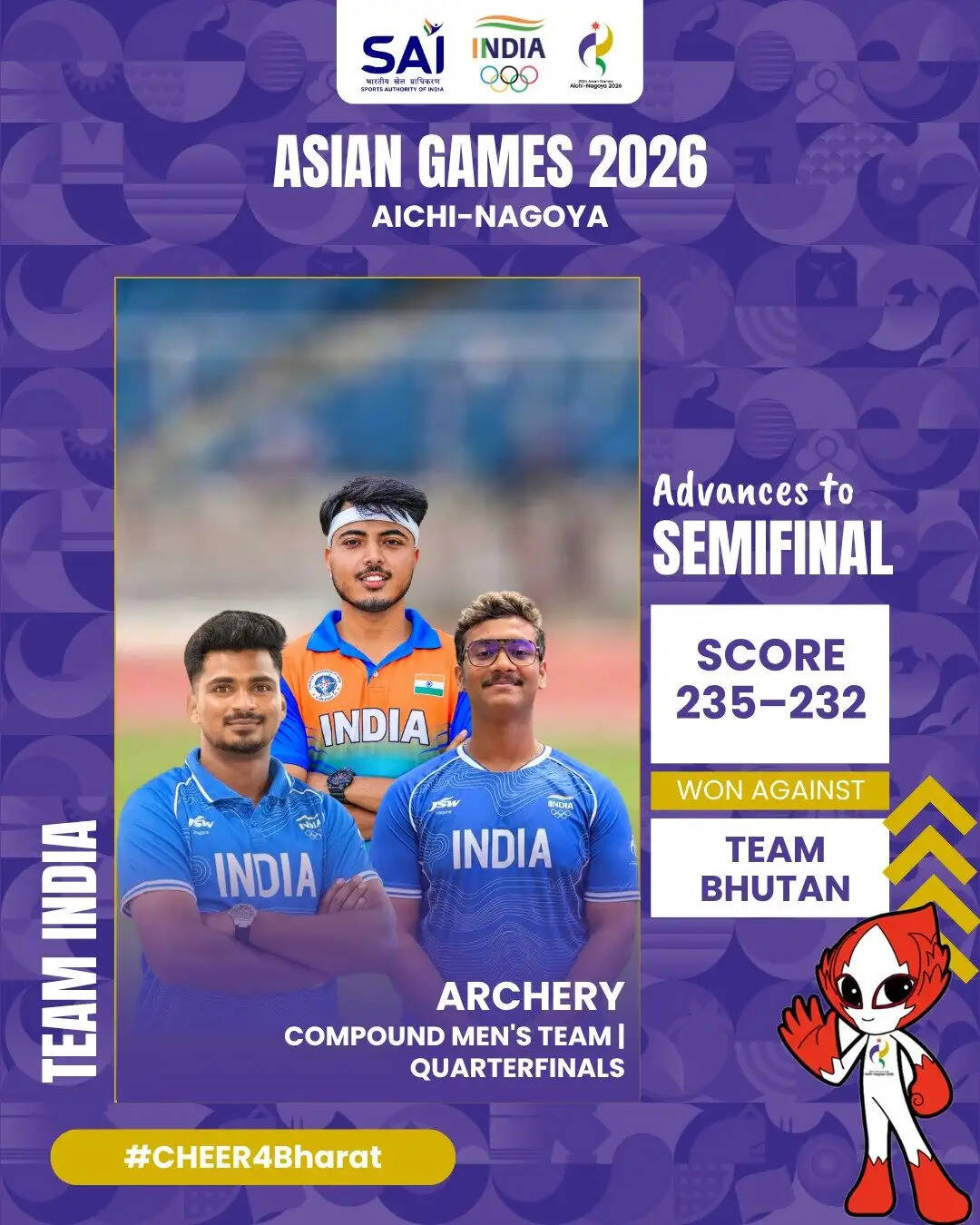 एशियन गेम्स 2026: भारतीय पुरुष और महिला कंपाउंड तीरंदाजी टीमें सेमीफाइनल में