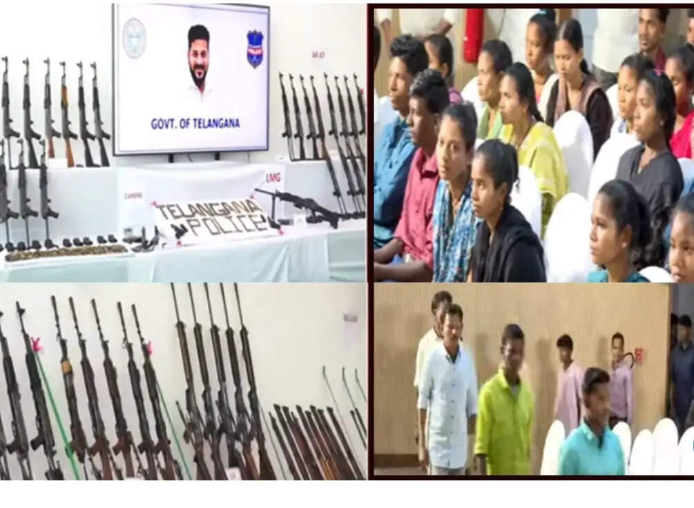 तेलंगाना में 130 माओवादियों का सामूहिक आत्मसमर्पण, मुख्यमंत्री रेवंत रेड्डी की मौजूदगी में सौंपे हथियार