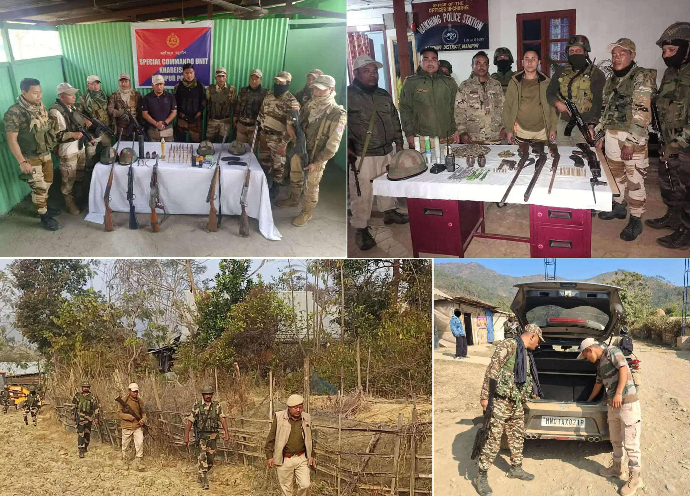 काकचिंग और इंफाल पूर्व जिले से भारी मात्रा में हथियार एवं गोला-बारूद बरामद