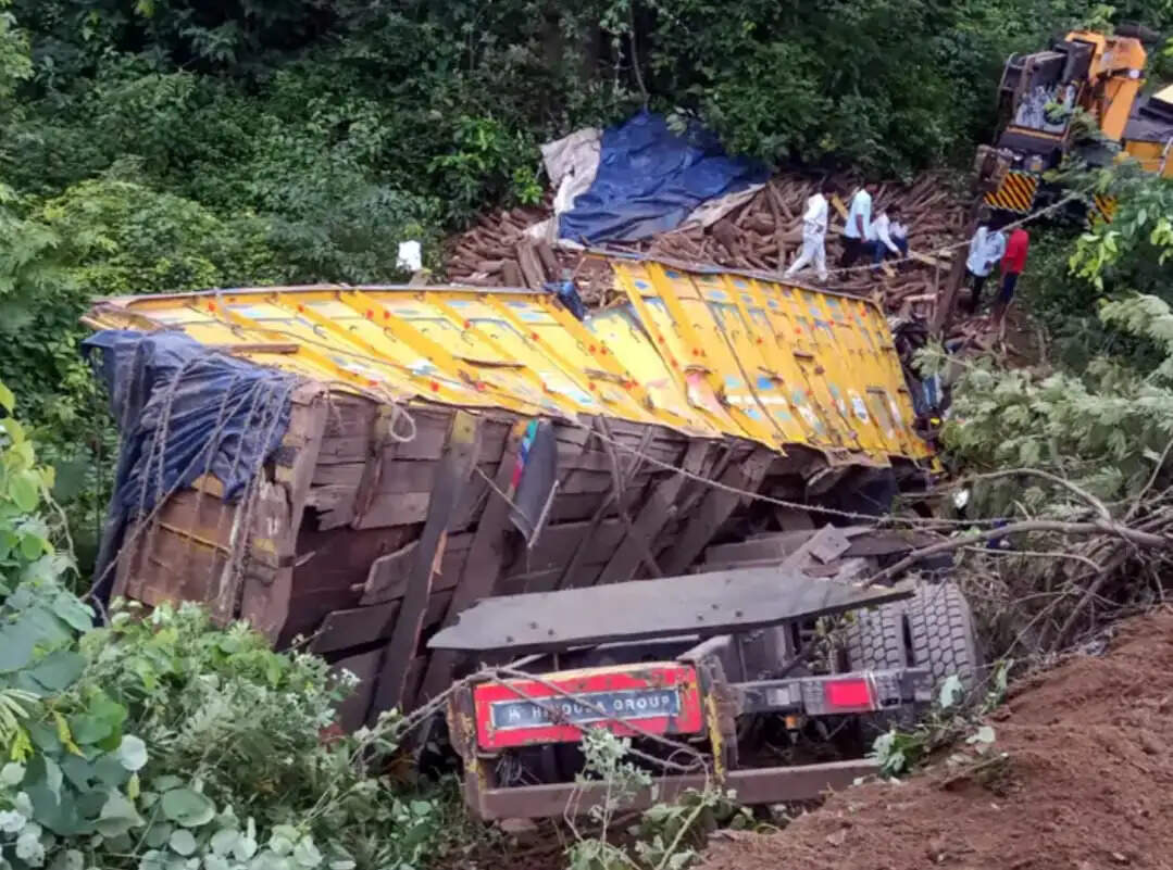(अपडेट) चुटूपालू घाटी में 30 फिट गहरी खाई में गिरा लकड़ी लदा ट्रक, खलासी की मौत