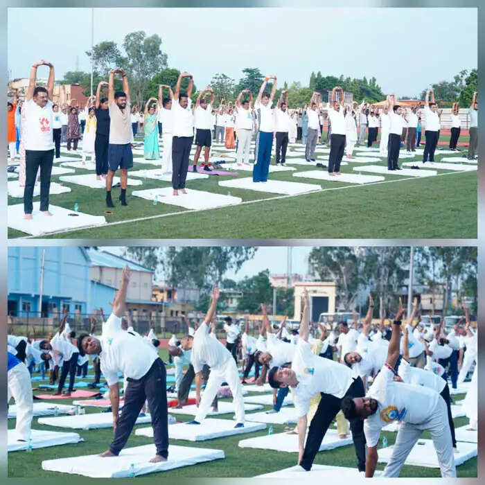 विश्व योग दिवस पर प्रियदर्शिनी स्टेडियम में हुआ सामूहिक योगाभ्यास