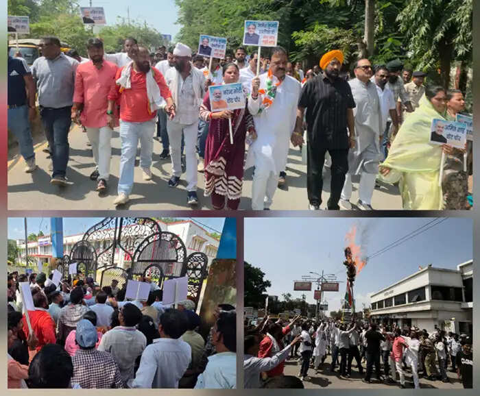 कांग्रेस ने मुख्य निर्वाचन आयुक्त का किया पुतला दहन, सौंपा ज्ञापन