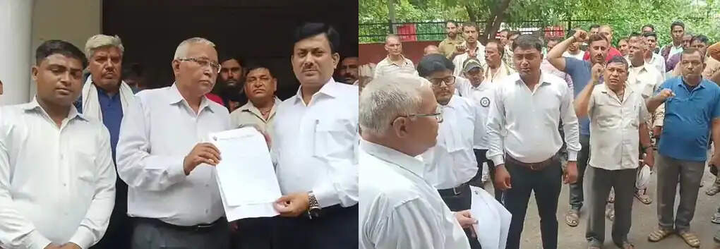 मथुरा रिफाइनरी: अवैध वसूली के विरोध में संविदा कर्मियों का प्रदर्शन