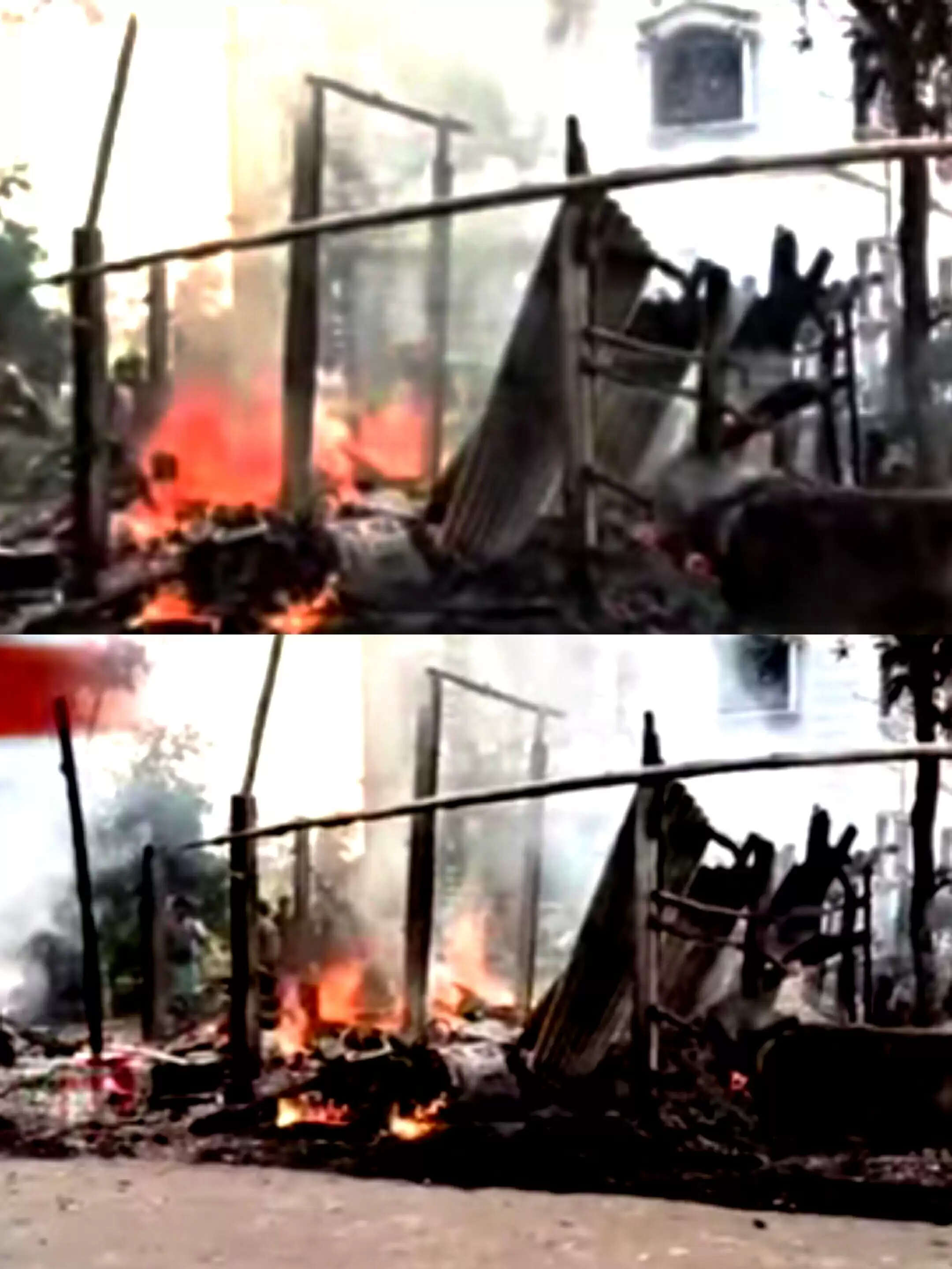 दासपुर के लखनचक गांव में गोडाउन में आग, मोटरबाइक और मशीनरी जलकर राख