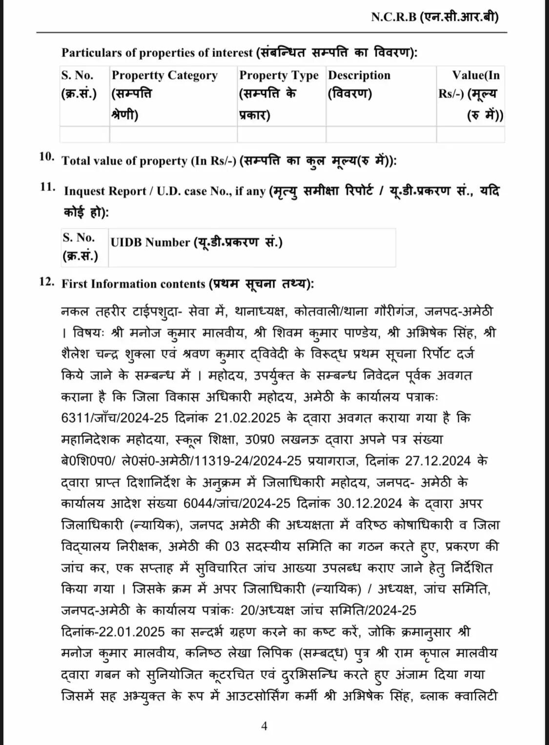 अमेठी के वित्त एवं लेखाधिकारी कार्यालय में चार करोड़ रुपये का गबन, पांच के खिलाफ मुकदमा दर्ज