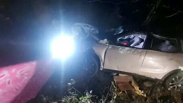मुक्तेश्वर से लौट रहे गाजियाबाद के पर्यटकों की कार खाई में गिरी, दो की माैत व छह घायल