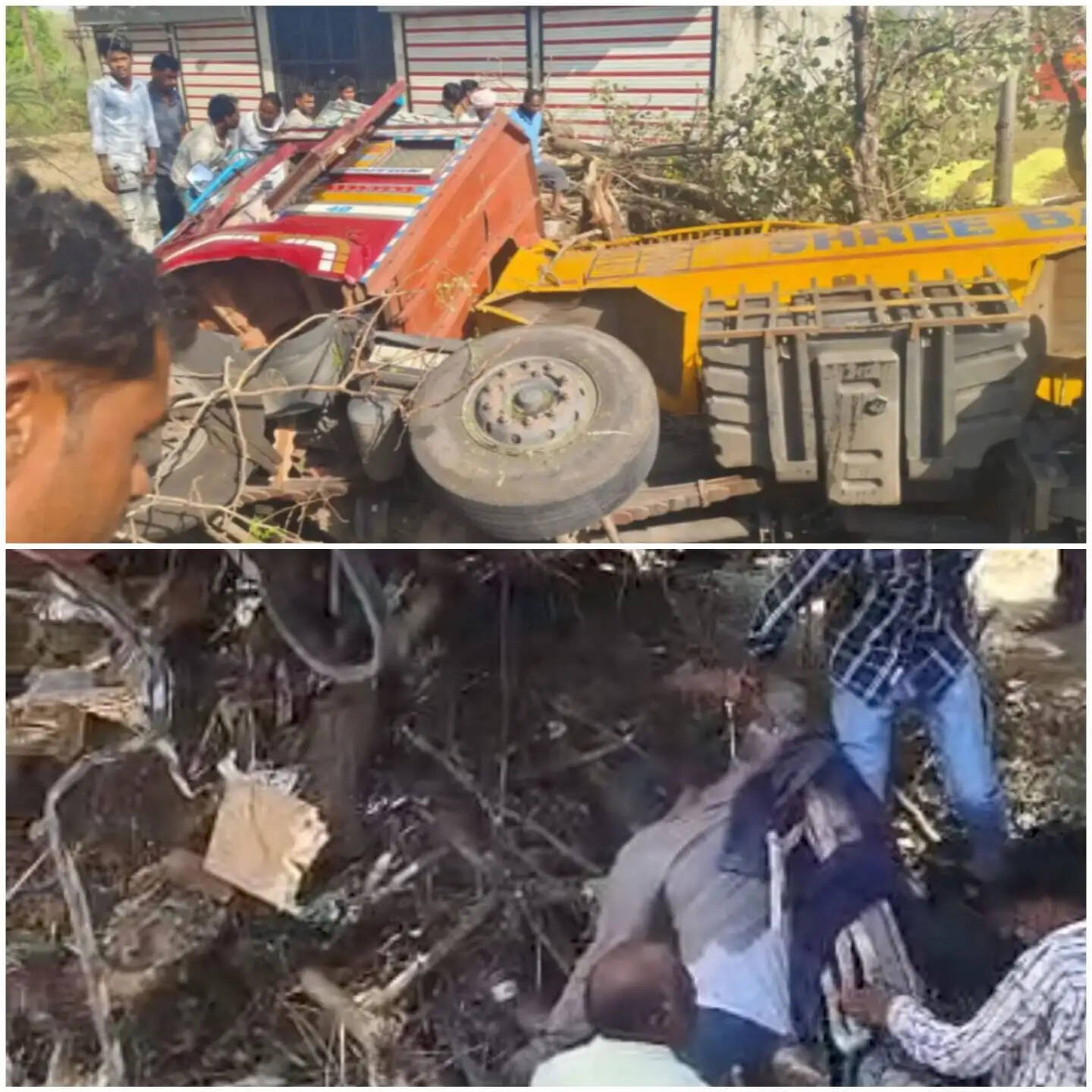 राजगढ़: सल्फर से भरा टैंकर पलटा, मंदिर क्षतिग्रस्त; चालक की मौत