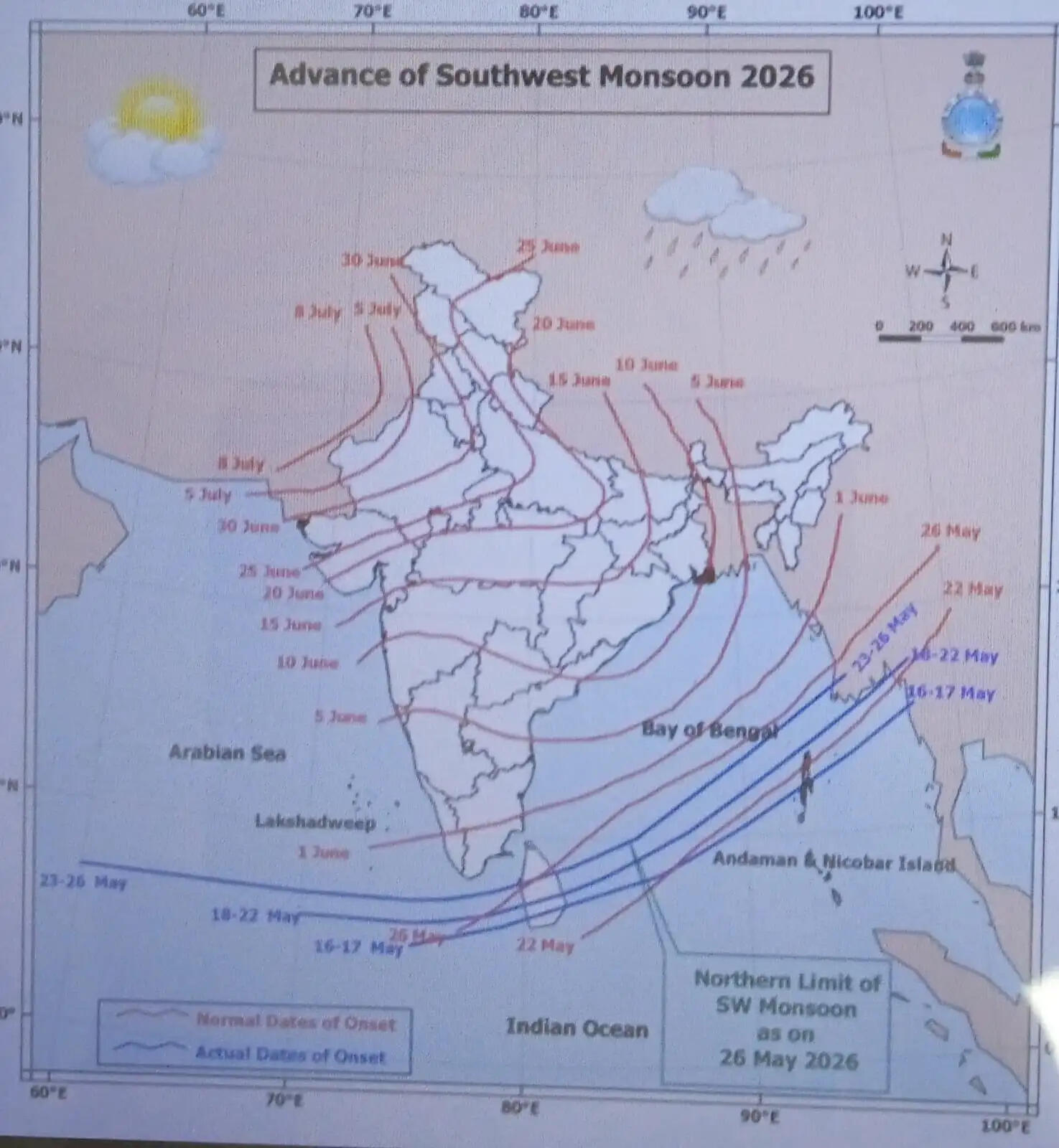 दक्षिण-पश्चिम मानसून केरल से 35 किमी दूर, आगे बढ़ने के लिए परिस्थितियां अनुकूल