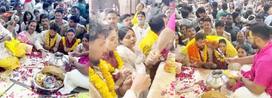 भारतीय क्रिकेटर कुलदीप यादव ने पत्नी संग किए बांके बिहारी के दर्शन