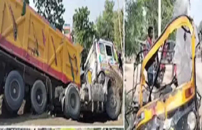 बिहार के खगड़िया में ट्रक के ऑटो पर पलटने से सीआईएसएफ जवान समेत तीन की मौत