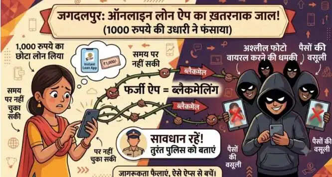 जगदलपुर : महज एक हज़ार रुपये का ऑनलाइन लोन न चुकाने पर युवती को ब्लैकमेल करने का आरोप, मामला दर्ज