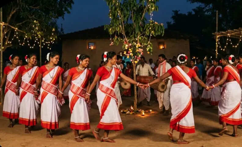 करम पर्व पर करम डाली और लाल पाढ साडी से जगमग हुआ झारखंड, अखडा में झूमते रहे श्रद्धालु