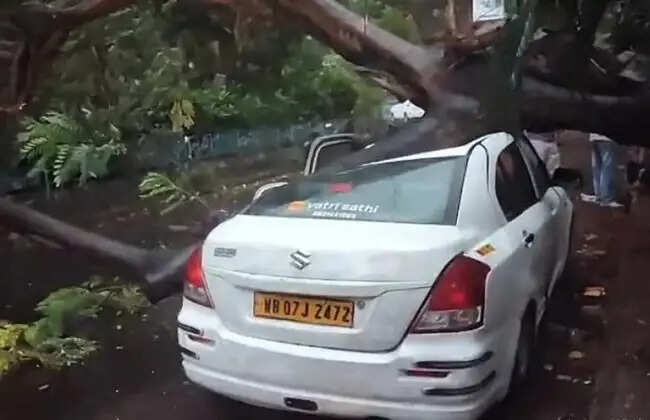 आंधी संग बारिश के कारण उड़ा मेट्रो स्टेशन का शेड, मध्यमग्राम में ट्रेन सेवा बाधित