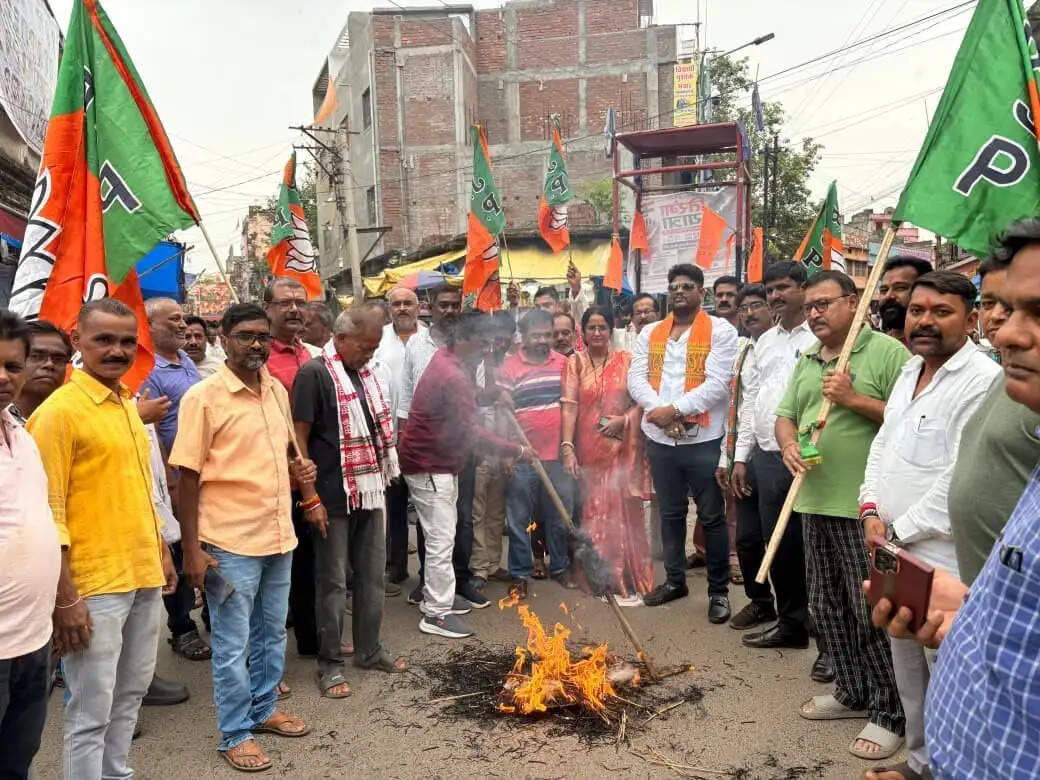 भाजपा कार्यकर्ताओं ने राहुल गांधी का पुतला फूंका