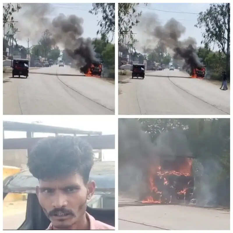 उमरिया : NH-43 पर खड़ी पिकअप में अचानक लगी आग, वाहन जलकर खाक