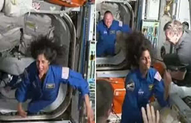 अंतरराष्ट्रीय अंतरिक्ष स्टेशन में प्रवेश करने पर खुशी से झूम उठीं सुनीता विलियम्स
