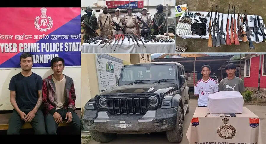 मणिपुर में हथियारों का जखीरा बरामद, दो गिरफ्तार; 45 किलो संदिग्ध अफीम जब्त