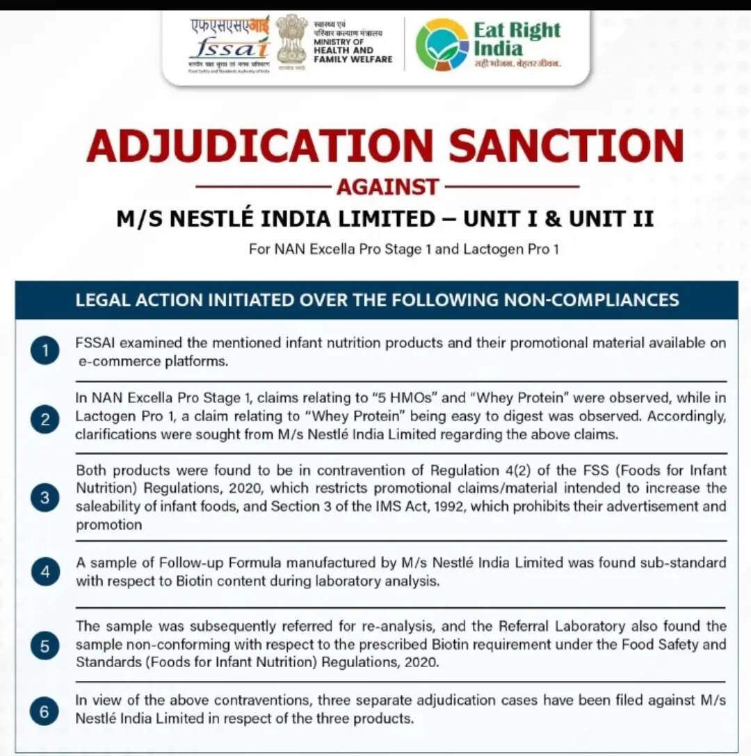 नेस्ले इंडिया के खिलाफ बड़ी कार्रवाई, शिशु आहार के भ्रामक दावों पर तीन मामले दर्ज