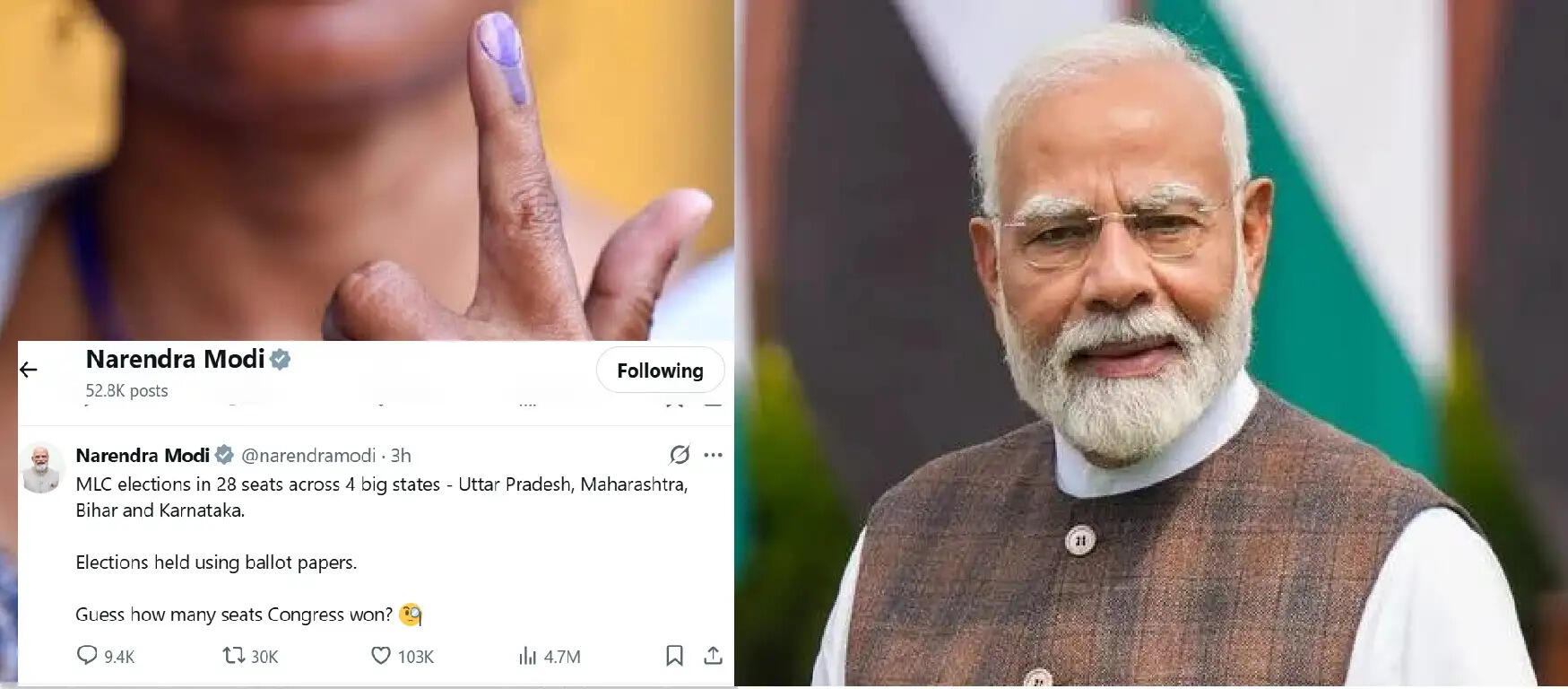 (समीक्षा) बैलेट पेपर की कसौटी पर कांग्रेस शून्य: चार राज्यों की 28 एमएलसी सीटों पर पीएम मोदी का तीखा तंज