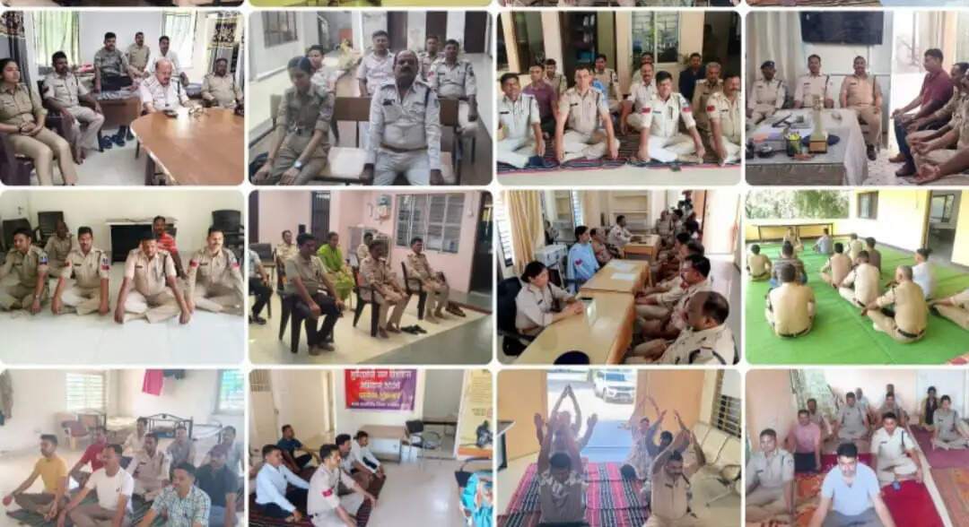 राजगढ़ः स्वच्छता के बाद योग-ध्यान, पुलिसकर्मियों ने लिया तनावमुक्त रहने का संकल्प