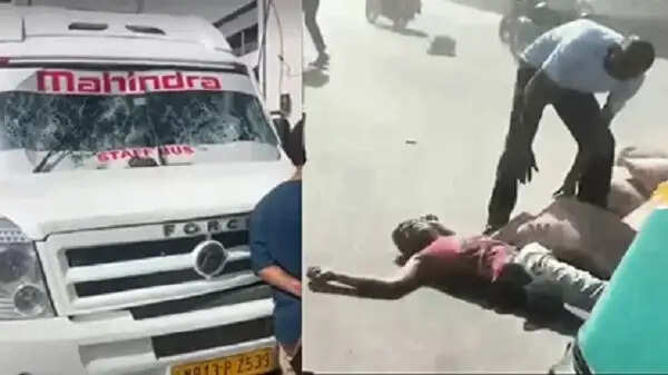 इंदौर में टेम्पो ट्रैवलर लेकर भागा युवक, लोडिंग रिक्शा-बाइक को मारी टक्कर