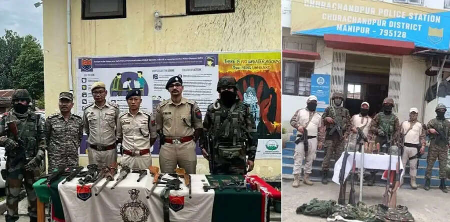 मणिपुर के सेनापति -चुराचांदपुर जिले से भारी मात्रा में हथियार एवं गोला-बारूद