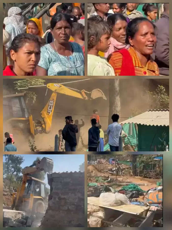 बीजापुर : बस स्टैंड के पीछे की अवैध बस्ती में 55 मकान चिन्हित, 30 मकानाें काे किया ध्वस्त, कार्यवाही जारी