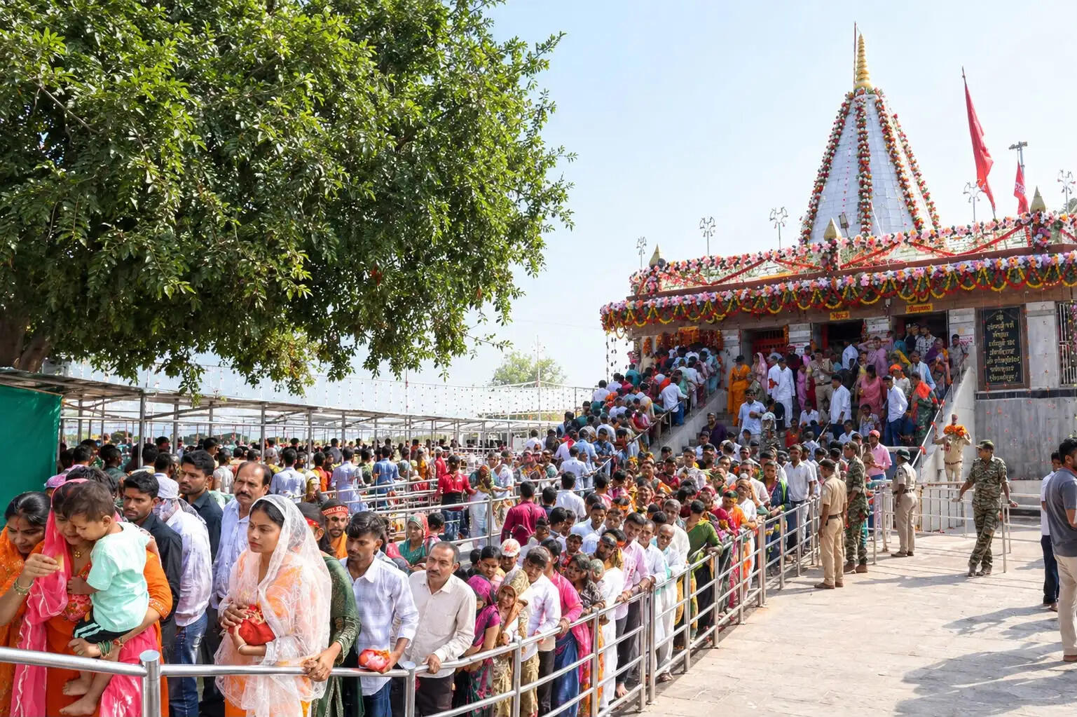 मैहर में मां शारदा के दर्शन को उमड़ा श्रद्धालुओं का सैलाब, चप्पे-चप्पे पर सुरक्षा के इंतजाम